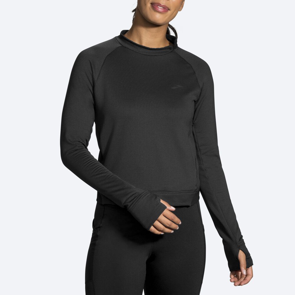 Brooks Notch Thermal Long Sleeve Női Póló Fekete | HU157643