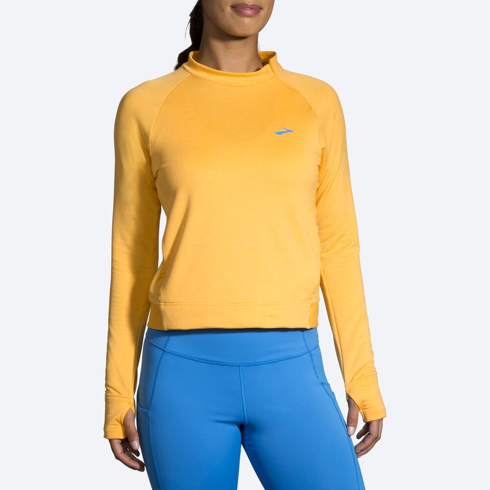 Brooks Notch Thermal Long Sleeve Női Póló Sárga | HU607812