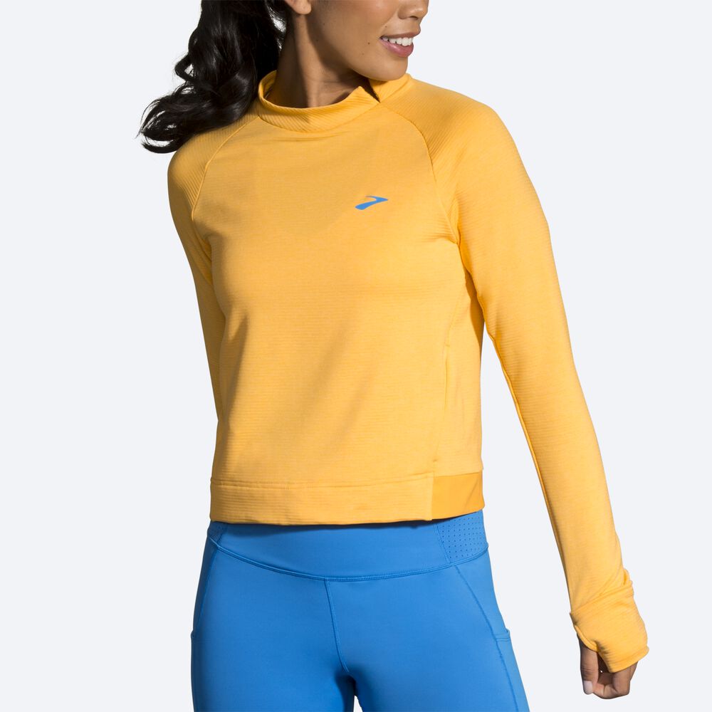 Brooks Notch Thermal Long Sleeve Női Póló Sárga | HU607812