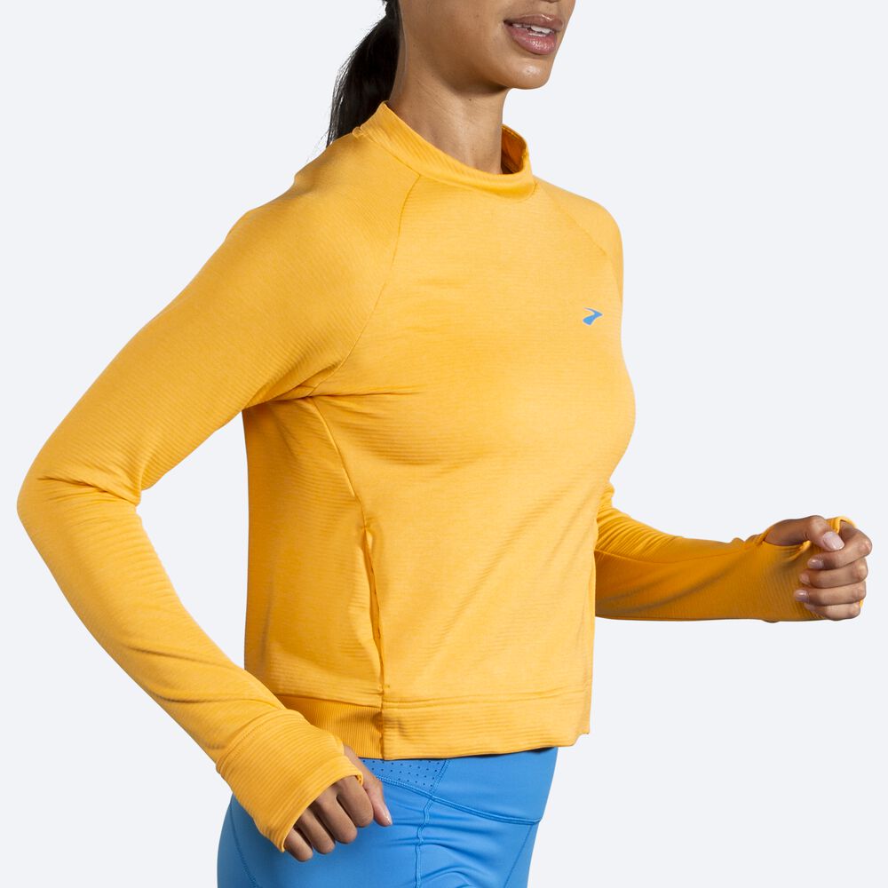 Brooks Notch Thermal Long Sleeve Női Póló Sárga | HU607812