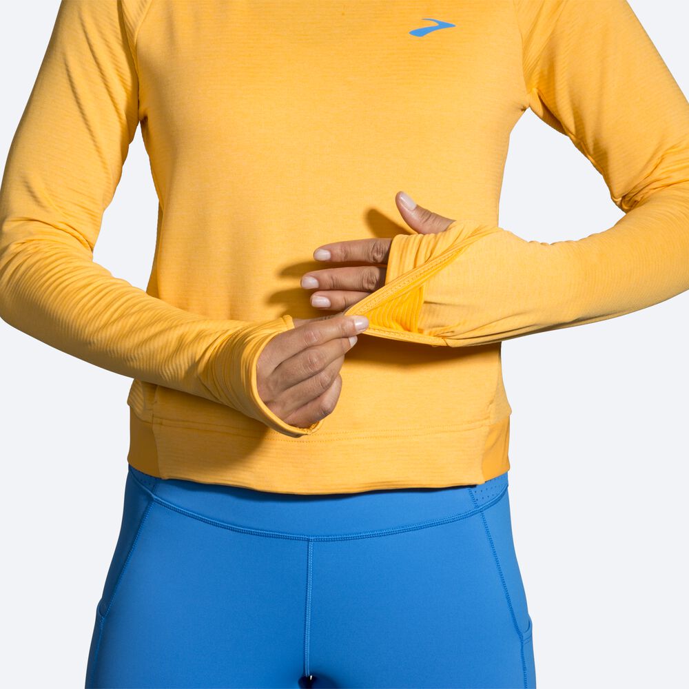 Brooks Notch Thermal Long Sleeve Női Póló Sárga | HU607812