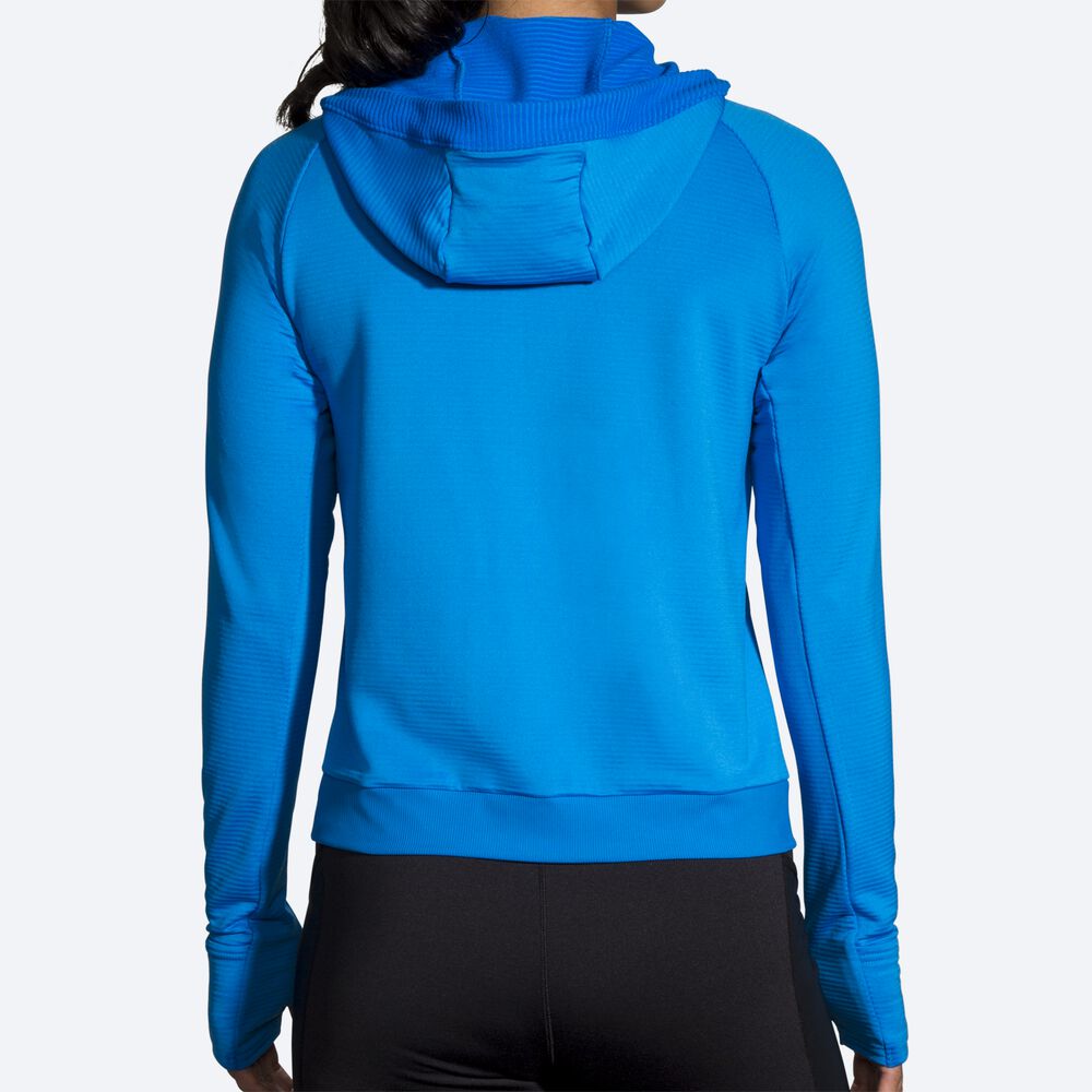 Brooks Notch Thermal Női Kapucnis Pulóver Kék | HU913247