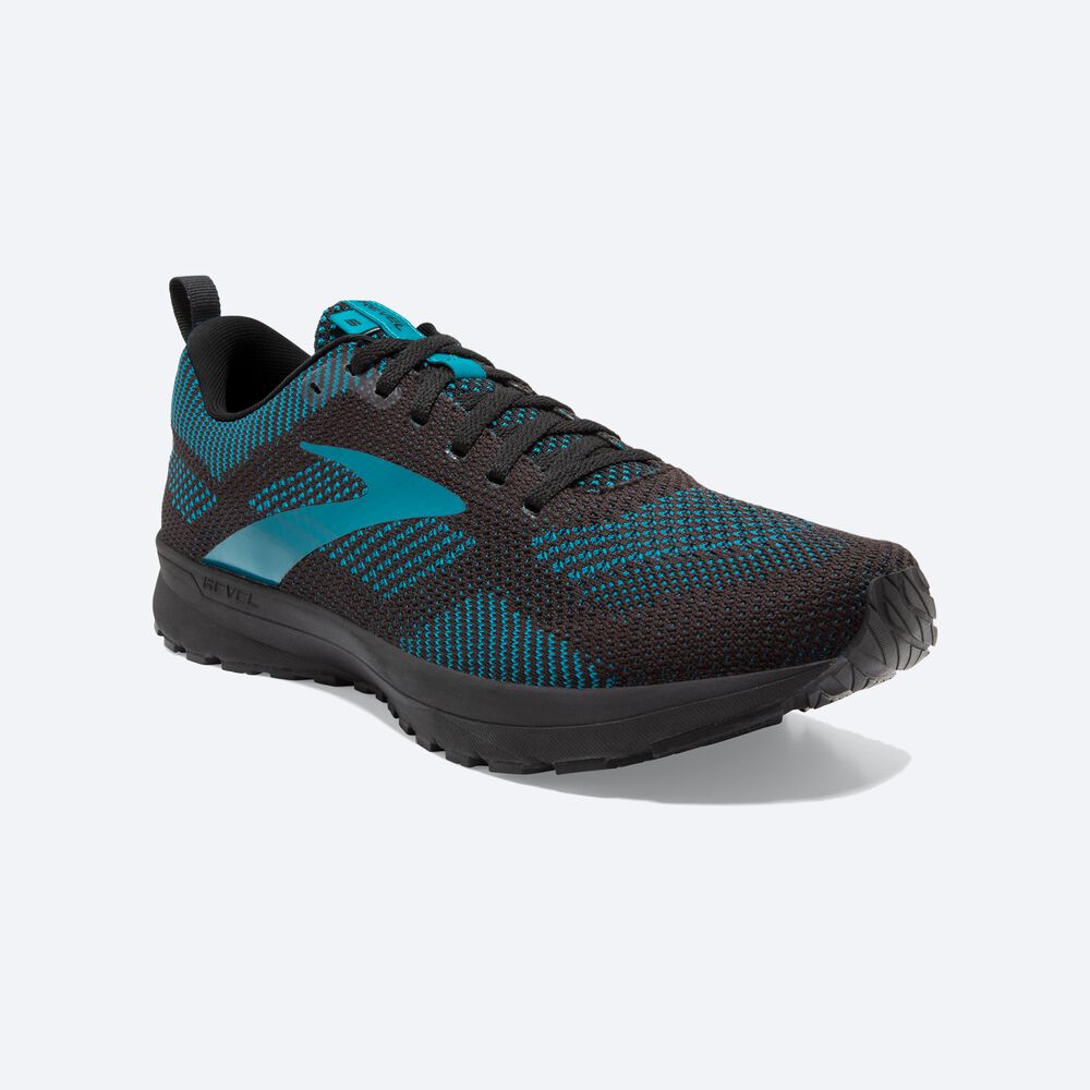 Brooks Revel 5 Férfi Futócipő Fekete/Türkiz | HU374206