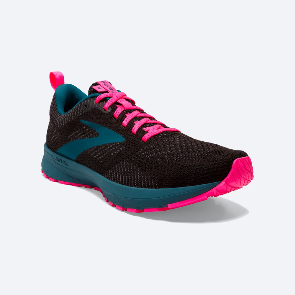 Brooks Revel 5 Női Futócipő Fekete/Kék/Rózsaszín | HU270584