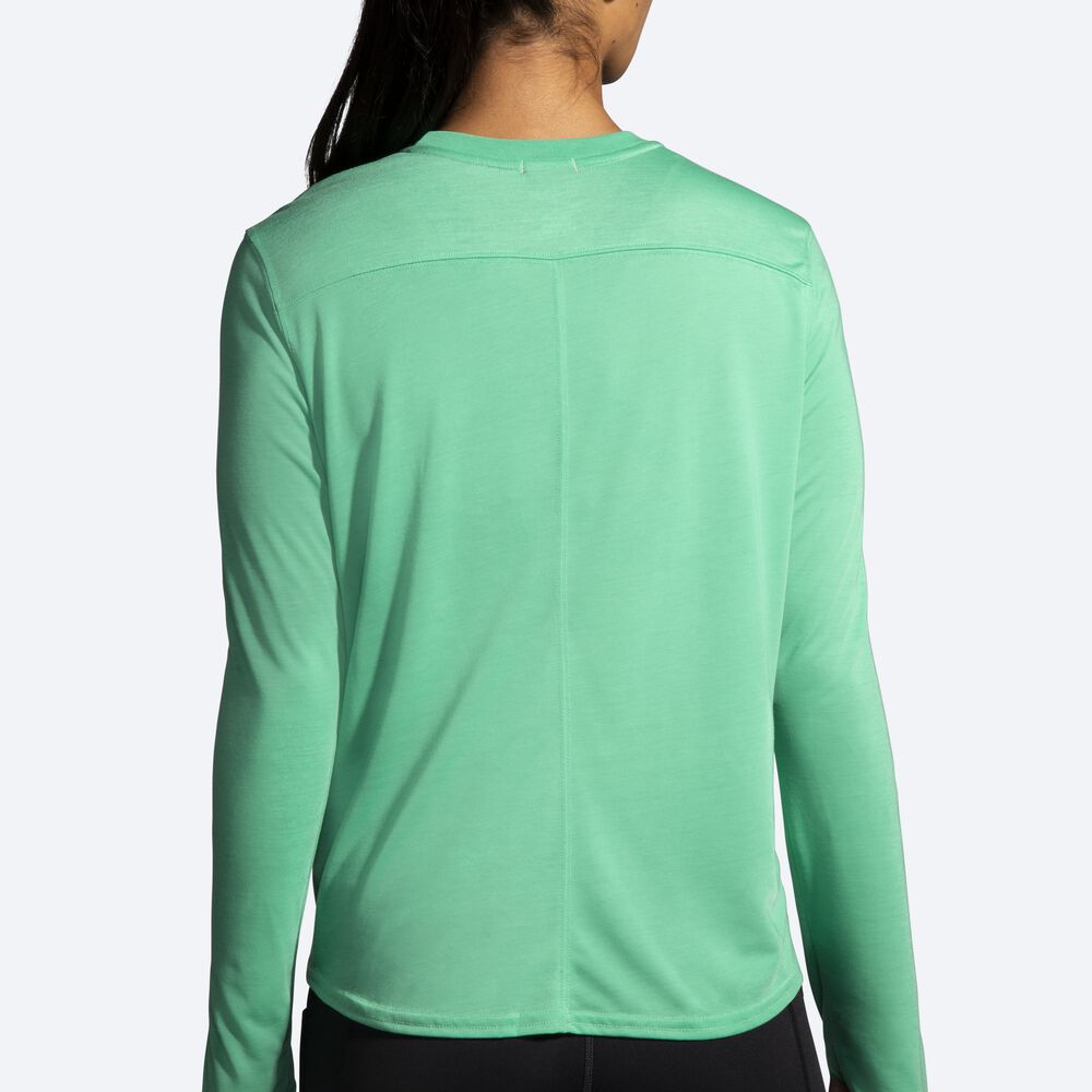 Brooks Run Merry Distance Grafika Long Sleeve Női Póló Zöld | HU157968