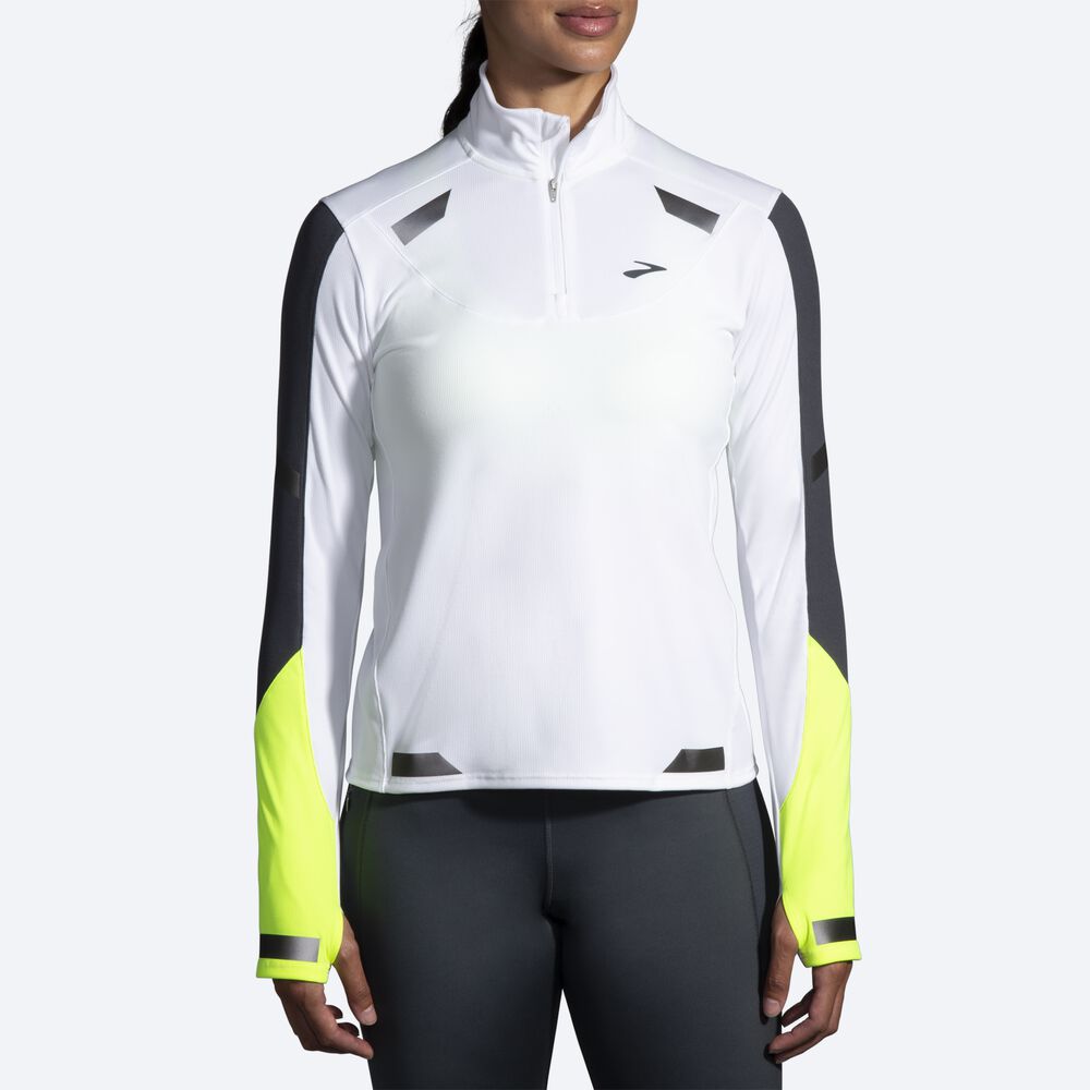 Brooks Run Visible 1/2 Zip Női Kabát Fehér | HU703968