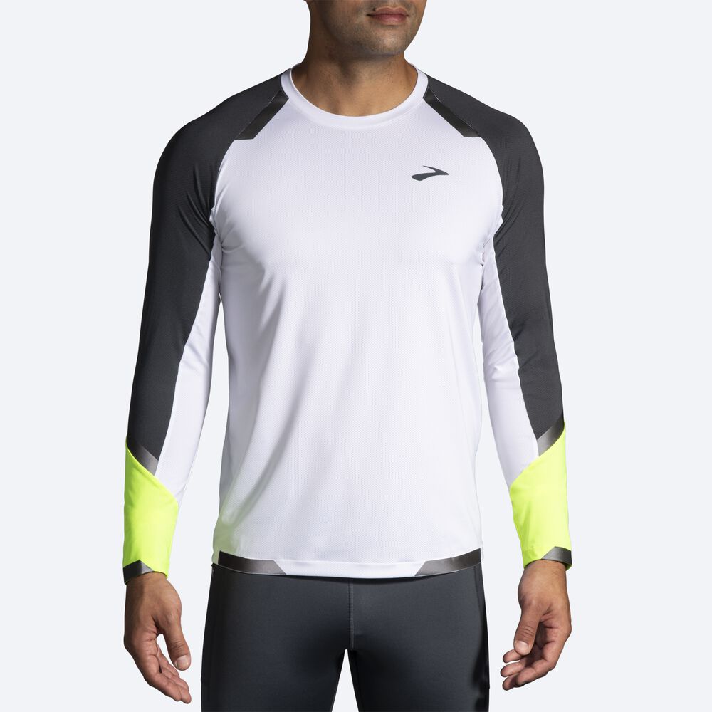 Brooks Run Visible Long Sleeve Férfi Póló Fehér | HU507439