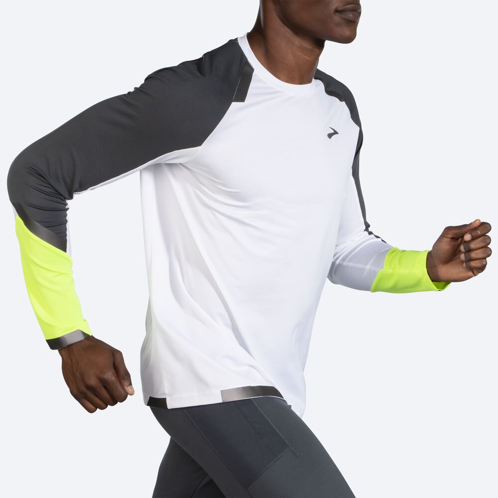 Brooks Run Visible Long Sleeve Férfi Póló Fehér | HU507439