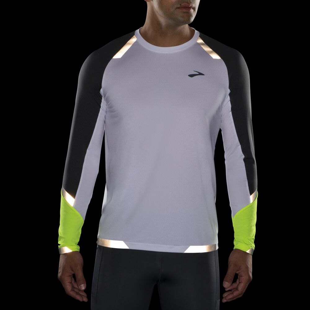 Brooks Run Visible Long Sleeve Férfi Póló Fehér | HU507439