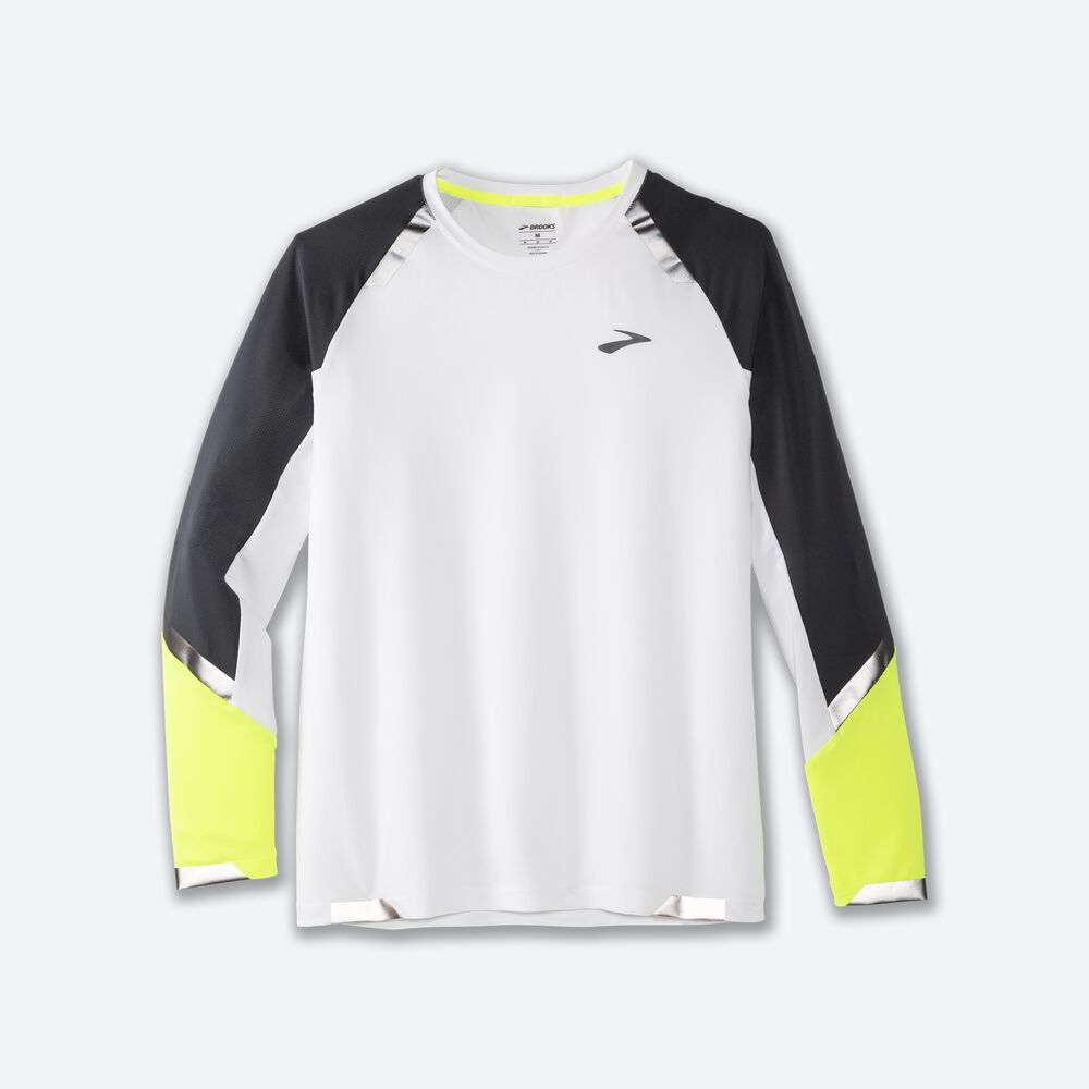 Brooks Run Visible Long Sleeve Férfi Póló Fehér | HU507439