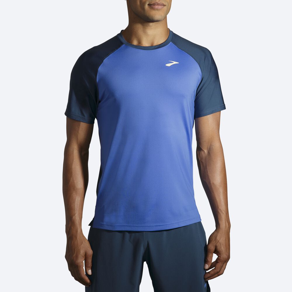 Brooks Run Within Short Sleeve Férfi Póló Kék/Sötétkék | HU692718