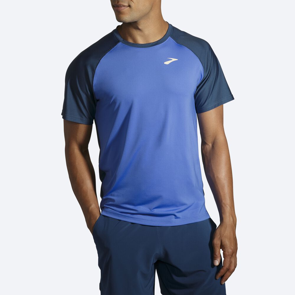 Brooks Run Within Short Sleeve Férfi Póló Kék/Sötétkék | HU692718