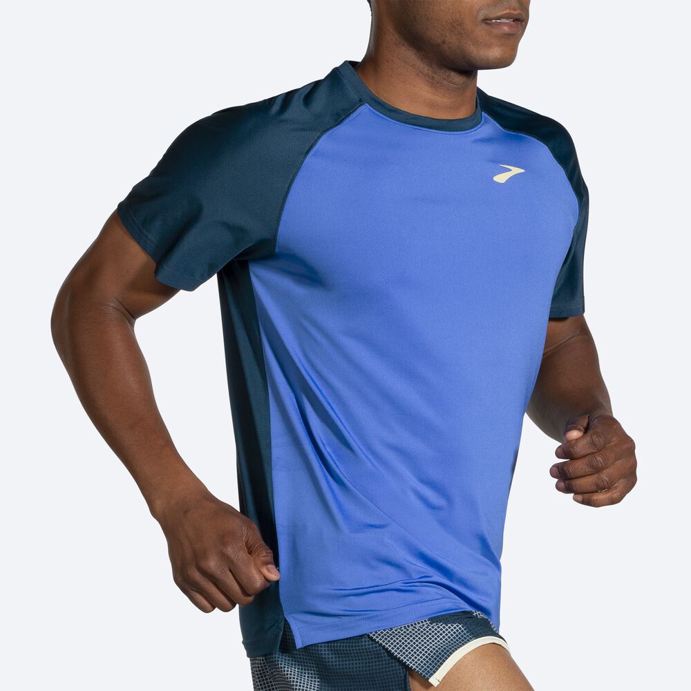 Brooks Run Within Short Sleeve Férfi Póló Kék/Sötétkék | HU692718