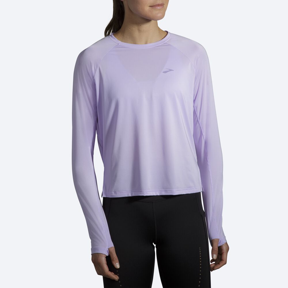 Brooks Sprint Free Long Sleeve Női Póló Lila Szürke | HU345982