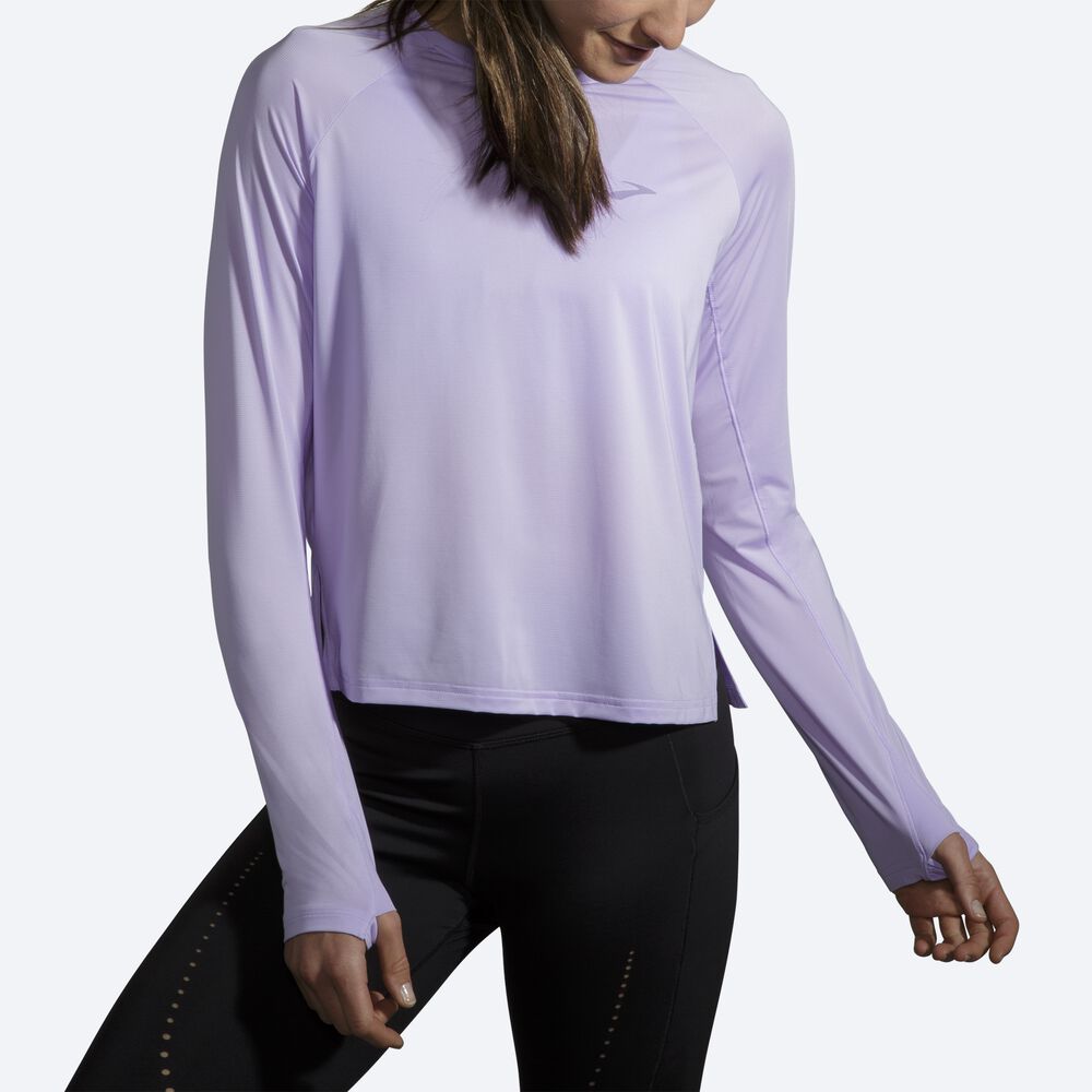 Brooks Sprint Free Long Sleeve Női Póló Lila Szürke | HU345982