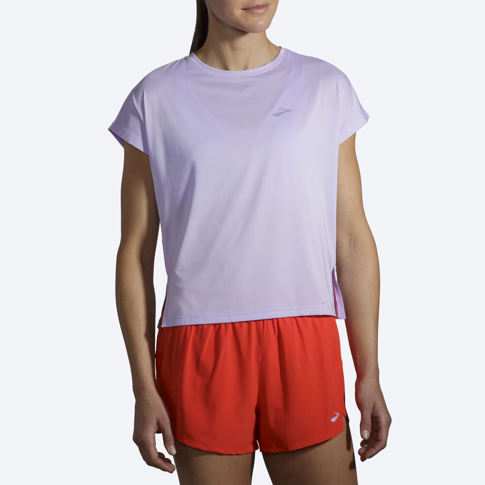 Brooks Sprint Free Short Sleeve Női Póló Lila Szürke | HU153902