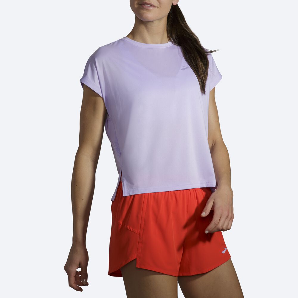 Brooks Sprint Free Short Sleeve Női Póló Lila Szürke | HU153902