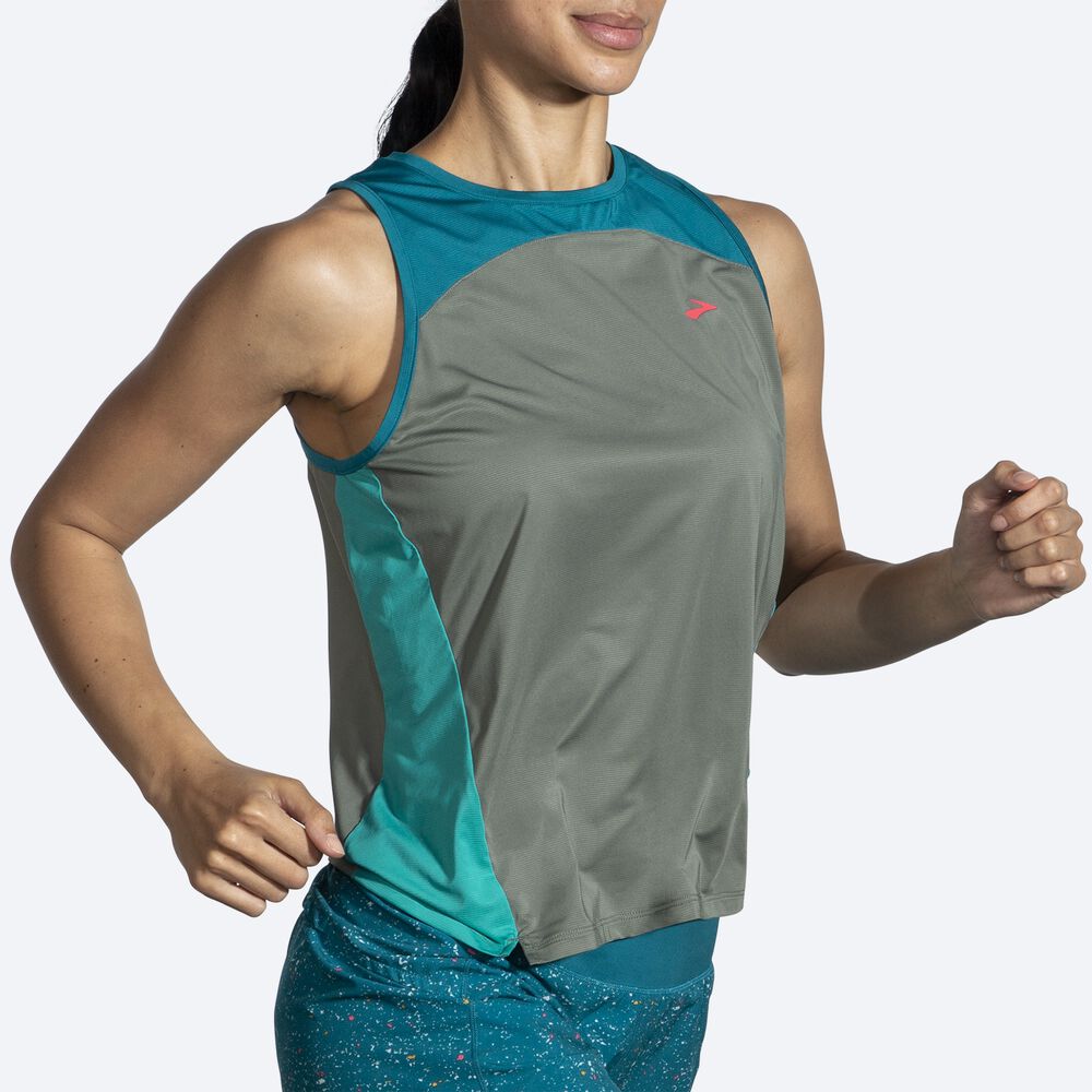 Brooks Sprint Free Tank 2.0 Női Ujjatlan Póló Zöld | HU954671